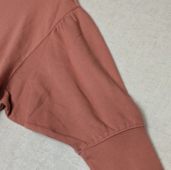 NWT Terra & Sky Plus Size 0X 14W Puff Sleeve French Terry Sweatshirt Coral Pink - Picture 5 of 10